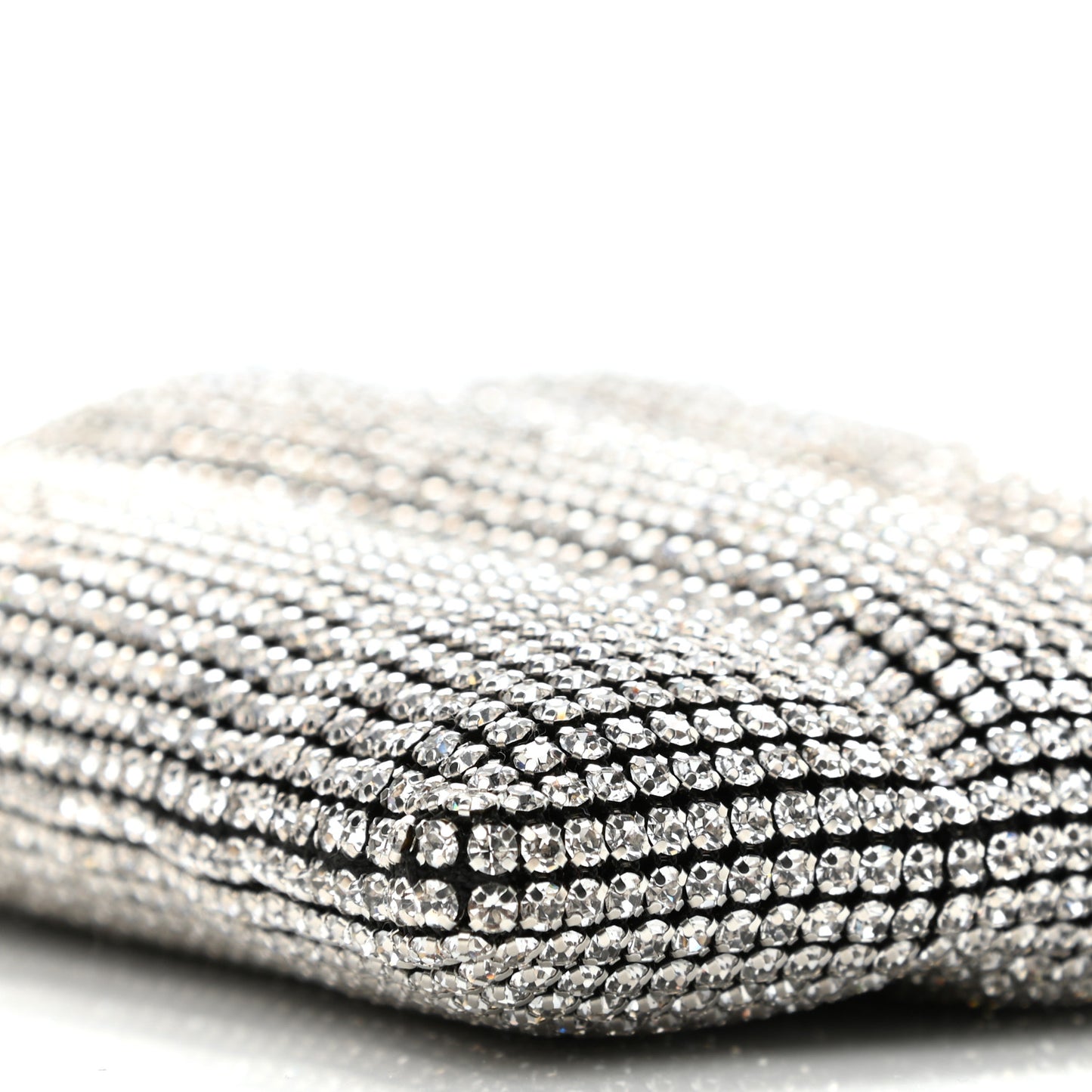 Mesh Crystal Rhinestone Quilted Heiress Tote Black Silver