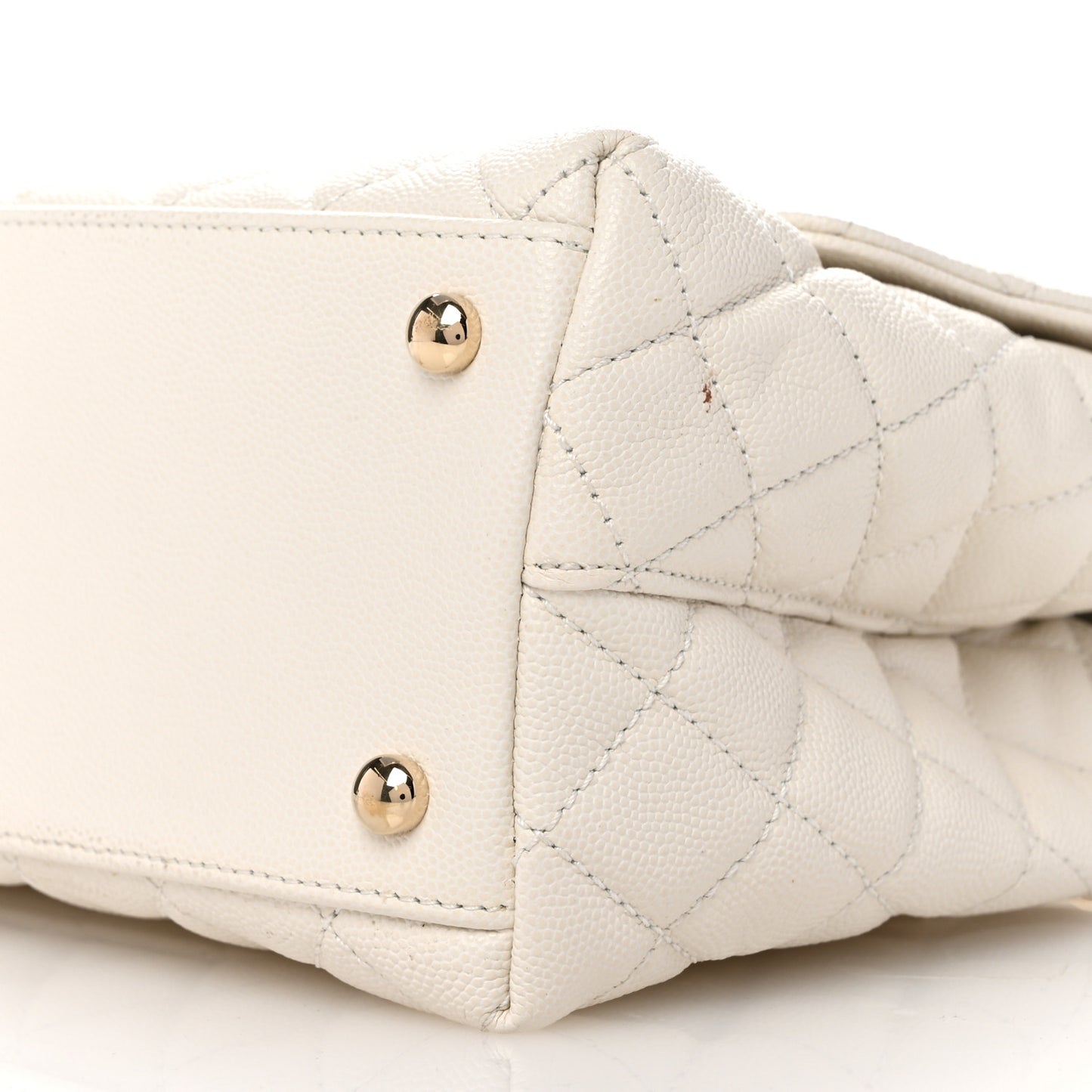 Caviar Quilted Small Coco Handle Flap White