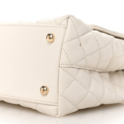 Chanel Caviar Quilted Small Coco Handle Flap White 10 of 11