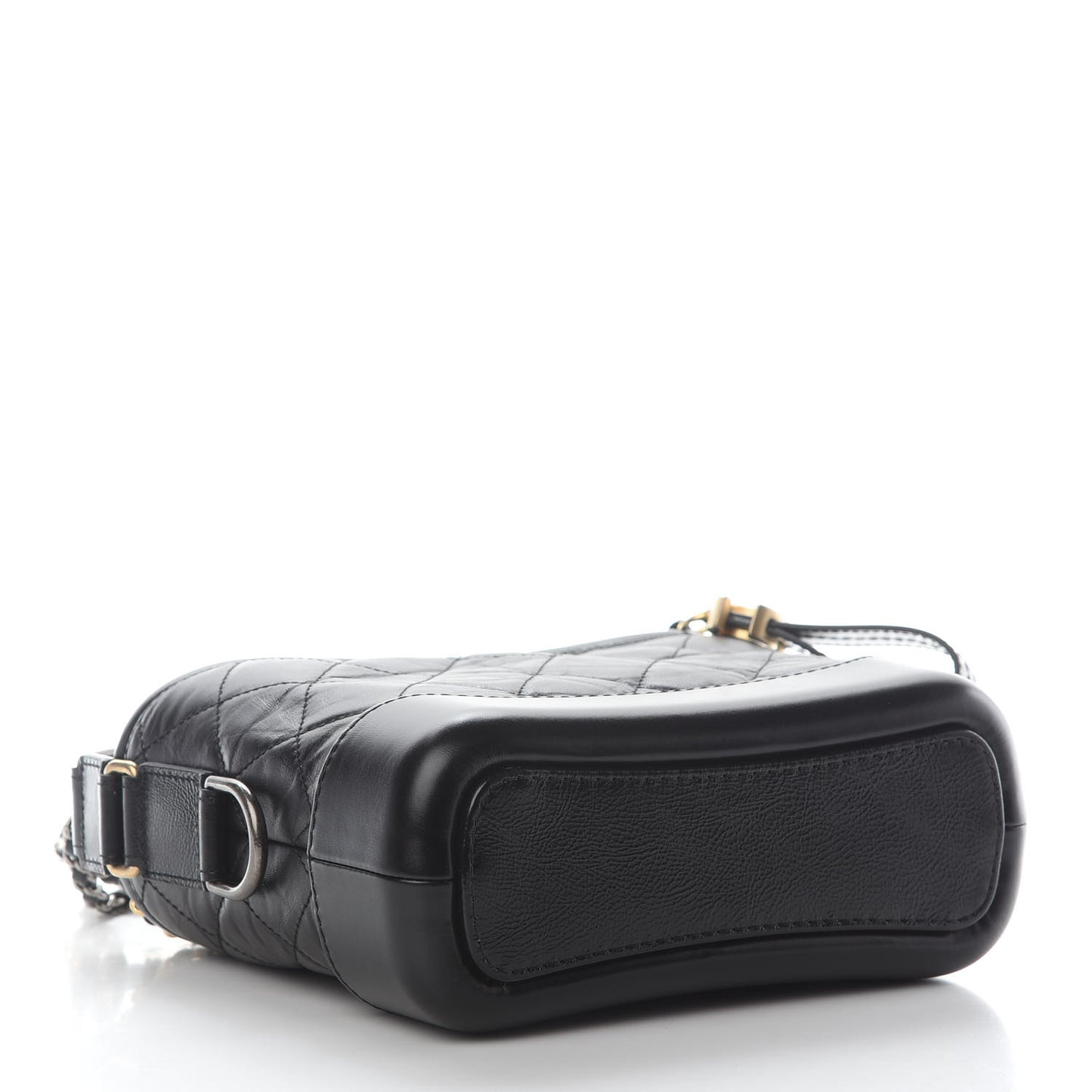 Aged Calfskin Quilted Small Gabrielle Hobo Black