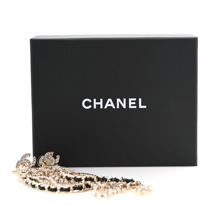 Chanel Crystal Lambskin CC Star Drop Earrings Gold 5 of 5