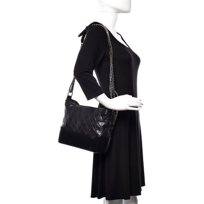 Chanel Aged Calfskin Quilted Medium Gabrielle Hobo Black 2 of 12