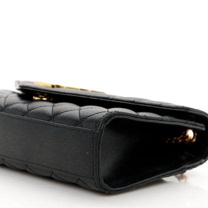 Saint Laurent Grain De Poudre Textured Mixed Matelasse Triquilt Small Monogram Satchel Black Blue 11 of 12