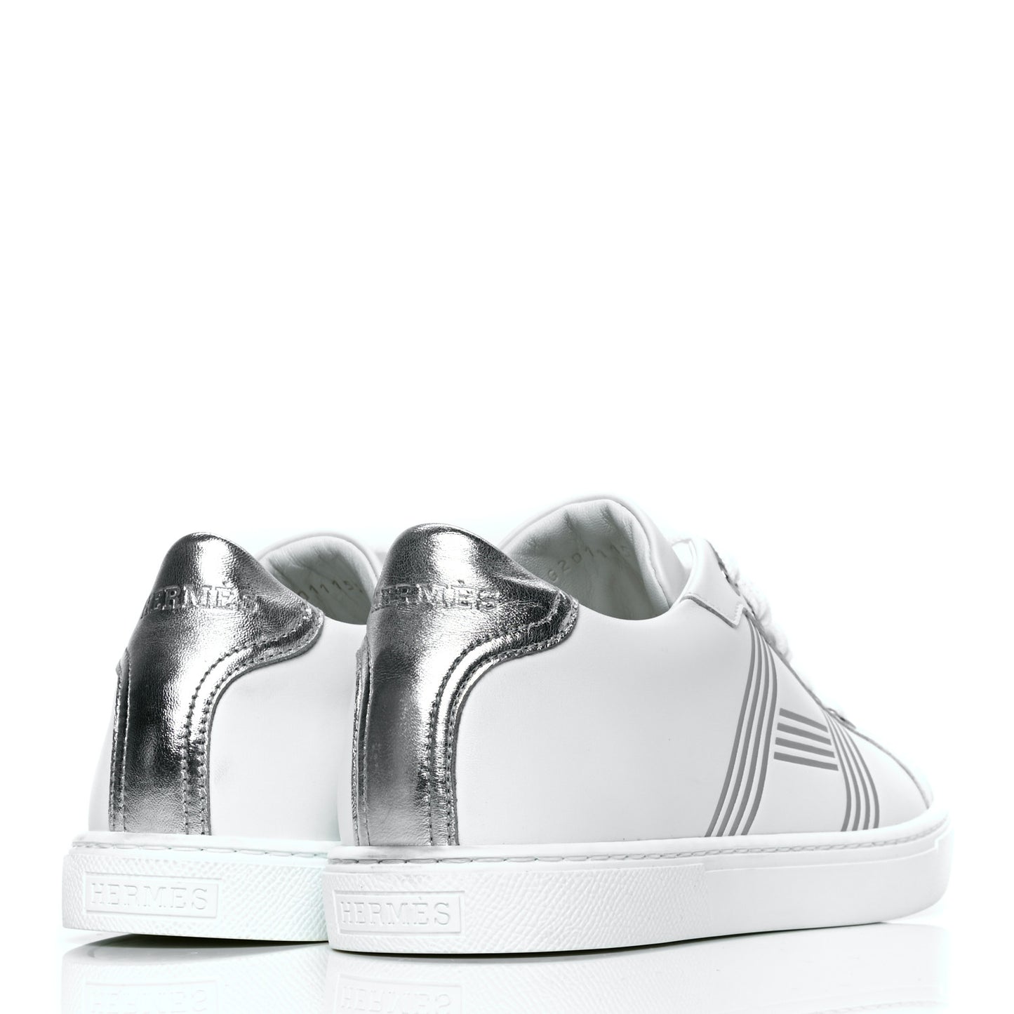 Calfskin Womens Advantage Sneakers 35 White Gris Argente