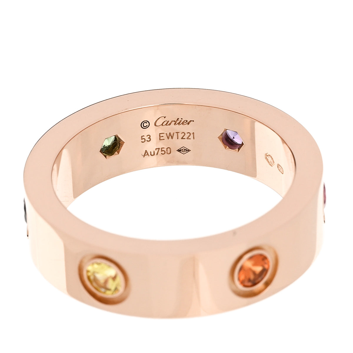 Cartier 18K Pink Gold Sapphire Garnet Amethyst 5.5mm LOVE Ring 53 6.5 4 of 4