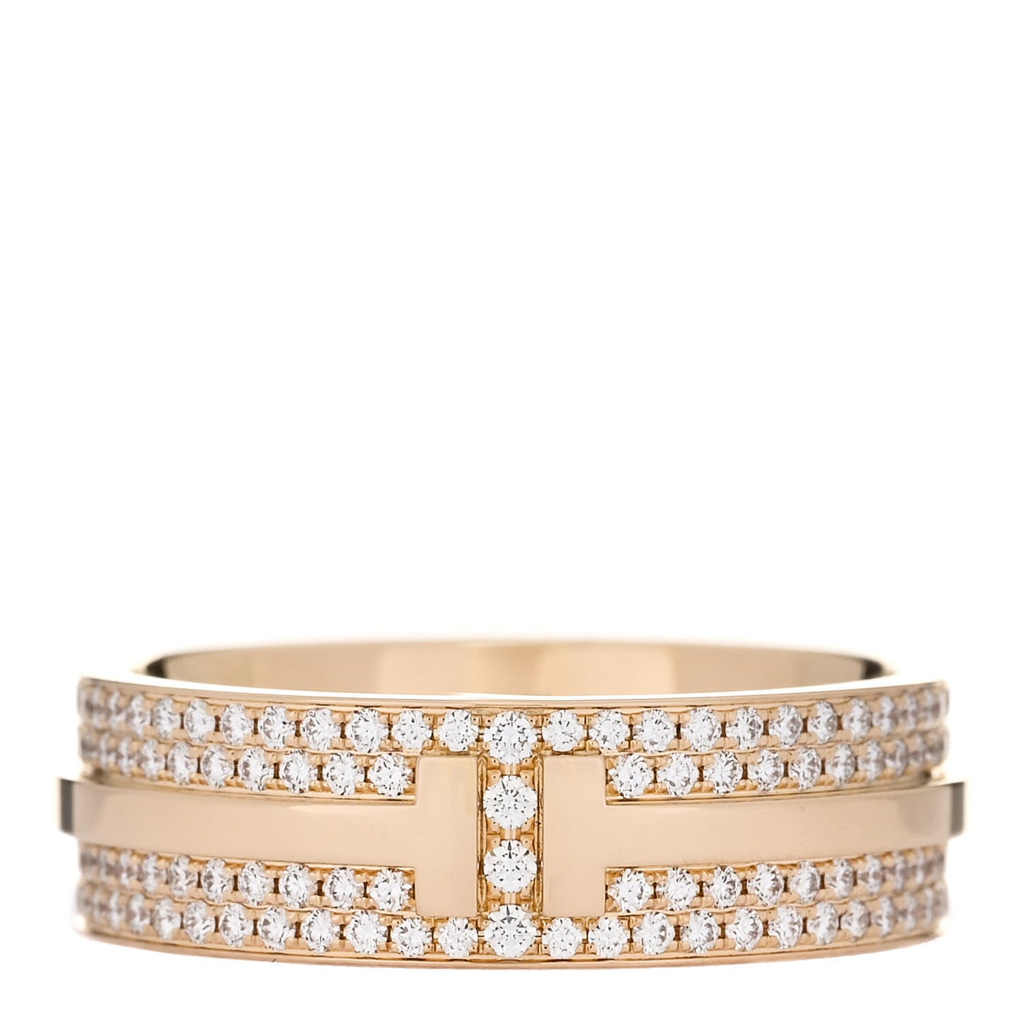 18K Yellow Gold Diamond Wide T Two Pave Ring 52 6