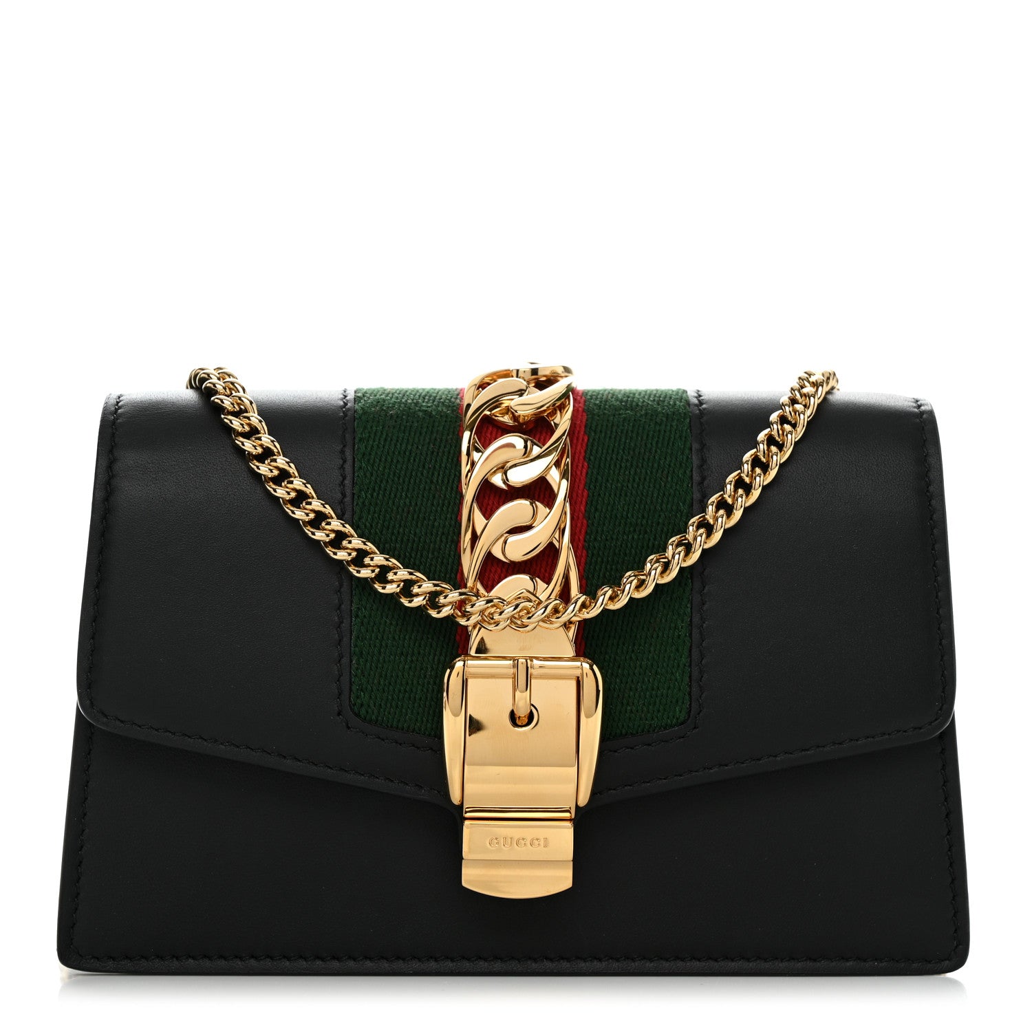 Gucci Calfskin Super Mini Sylvie Chain Shoulder Bag Black 1 of 11