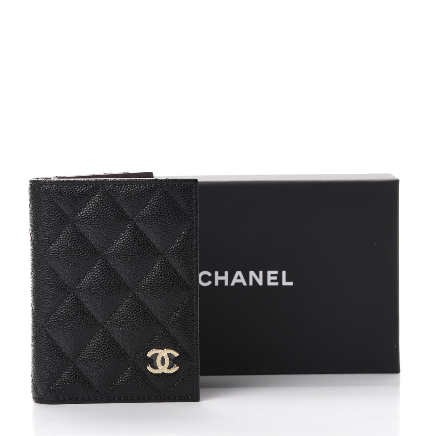 Caviar Quilted Card Holder Wallet Black