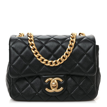 Chanel Lambskin Resin Quilted Mini Pearl Samba Square Flap Black 1 of 9