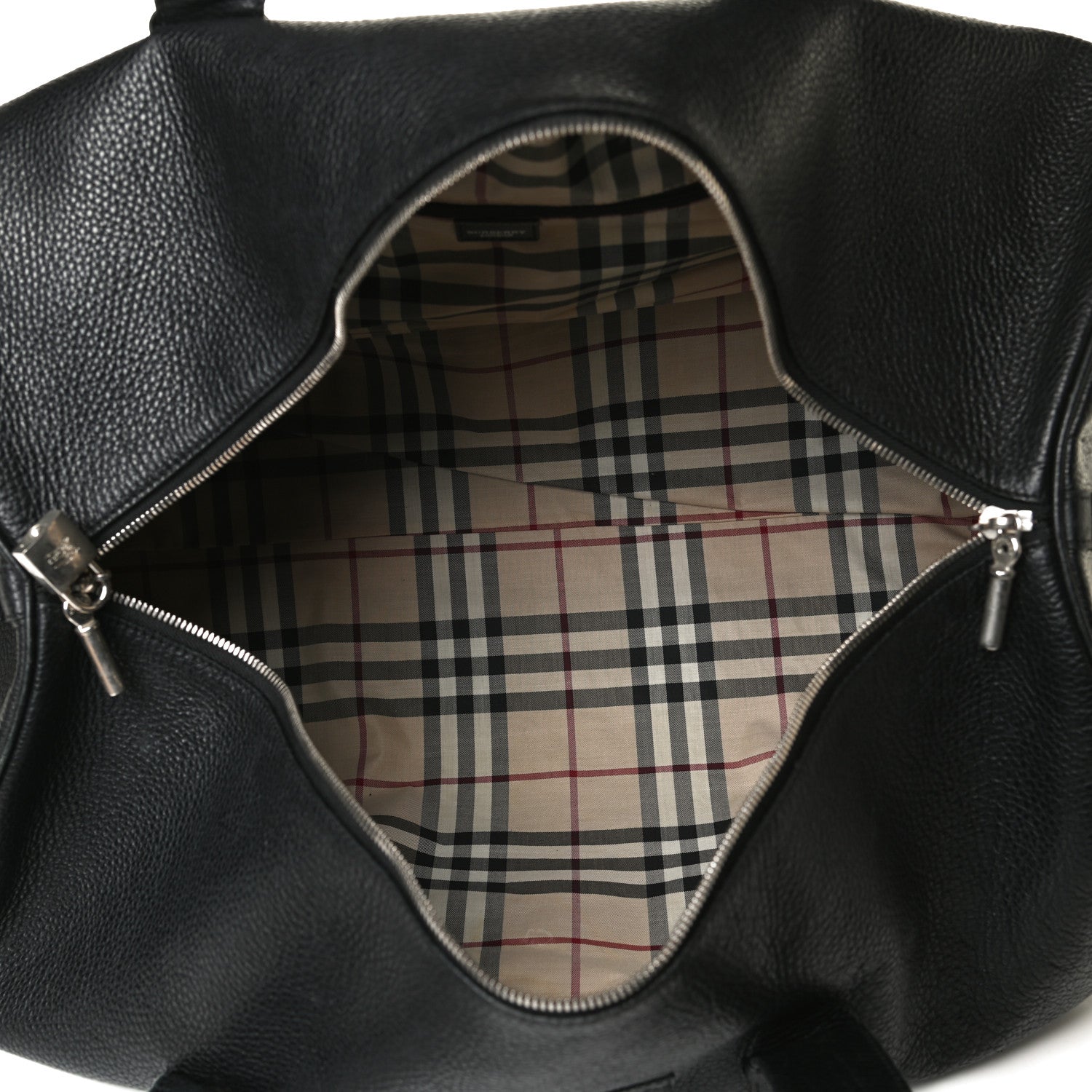Burberry Calfskin Check Duffle Bag Black 4 of 18
