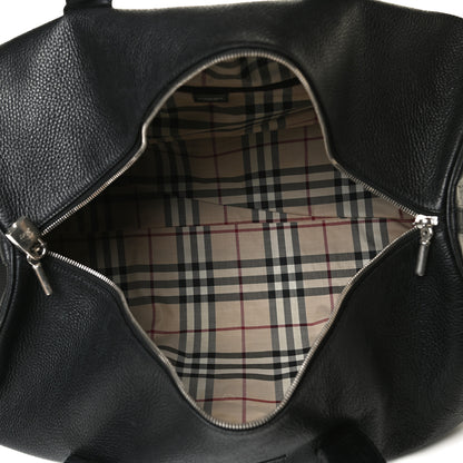 Burberry Calfskin Check Duffle Bag Black 4 of 18