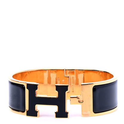 Hermes Enamel Wide Clic Clac H Bracelet PM Black 4 of 5