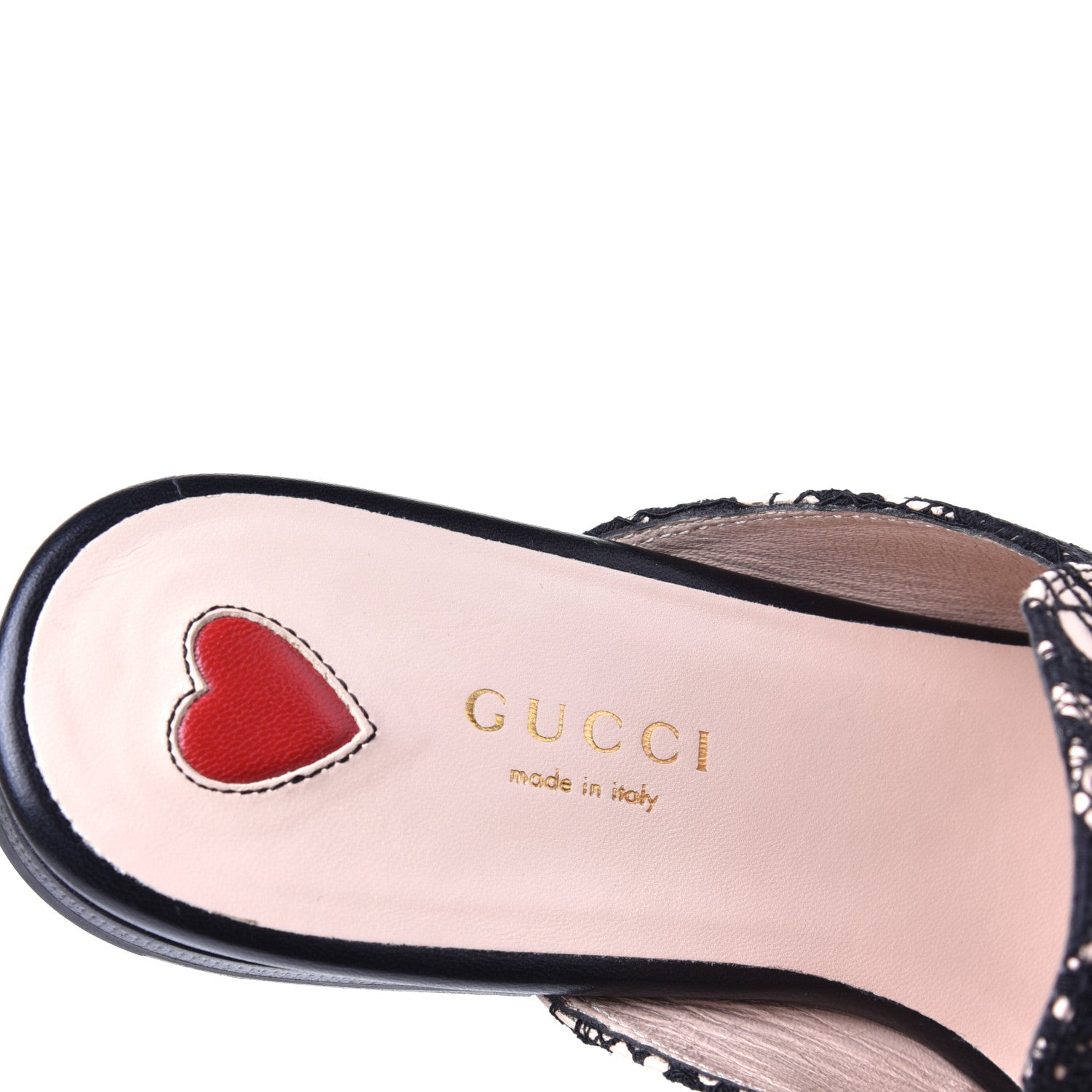 Gucci Lace Malaga Kid Womens Princetown Slippers 36.5 Black Skin Rose 7 of 9