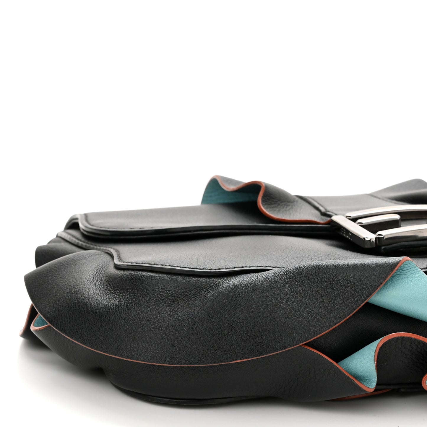 Calfskin Waves Baguette Black Turchese