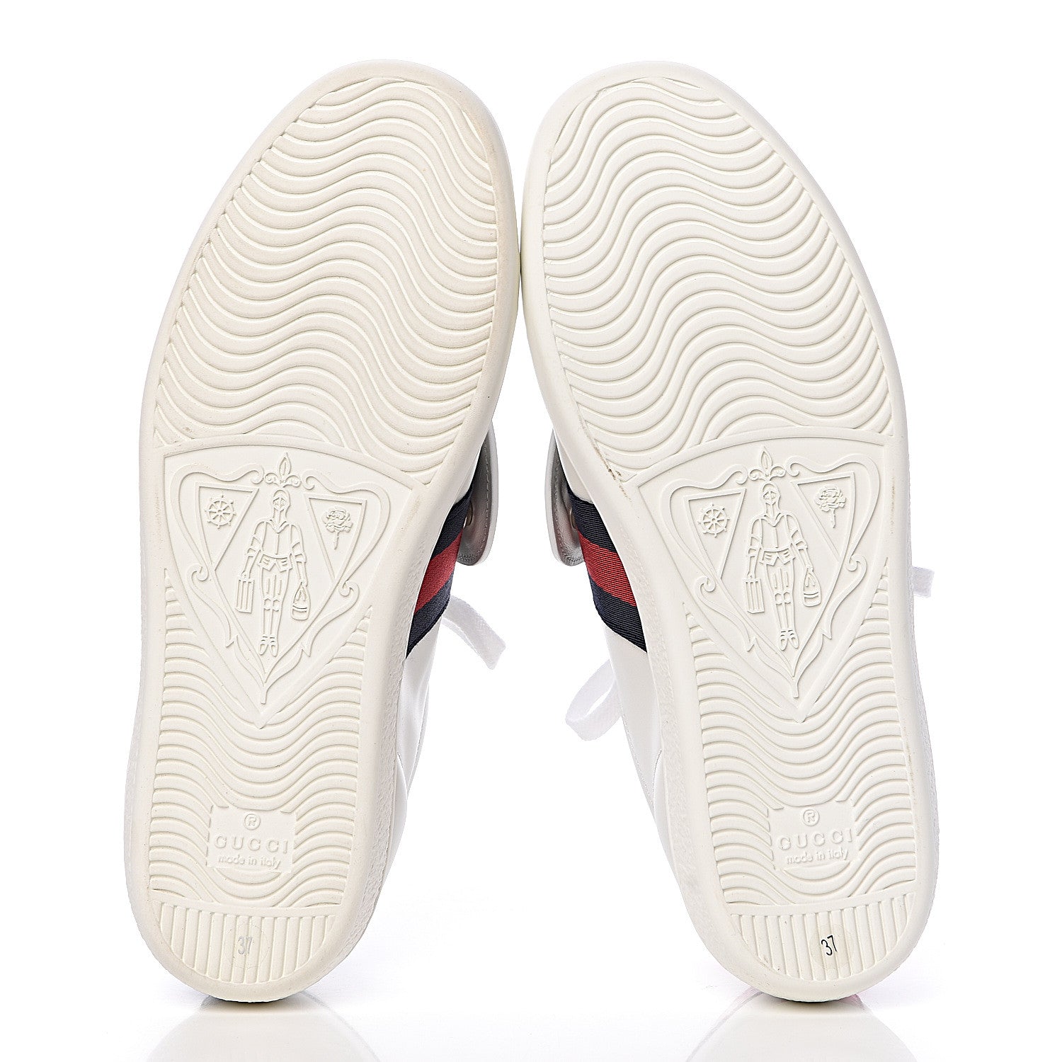 Gucci Calfskin Ayers Crystal Web Womens New Ace Pineapple Sneakers 37 White 10 of 11