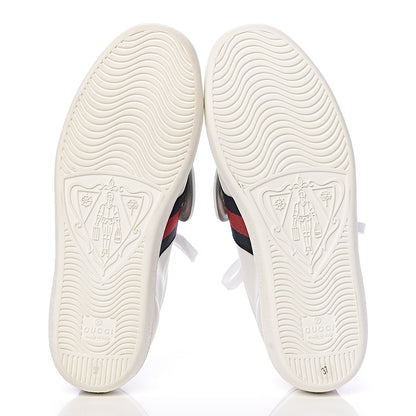 Gucci Calfskin Ayers Crystal Web Womens New Ace Pineapple Sneakers 37 White 10 of 11