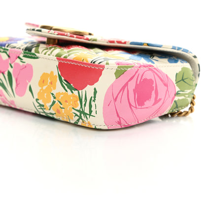 Gucci X KEN SCOTT Calfskin Matelasse Floral Print Super Mini GG Marmont Shoulder Bag Ivory Pink 10 of 13
