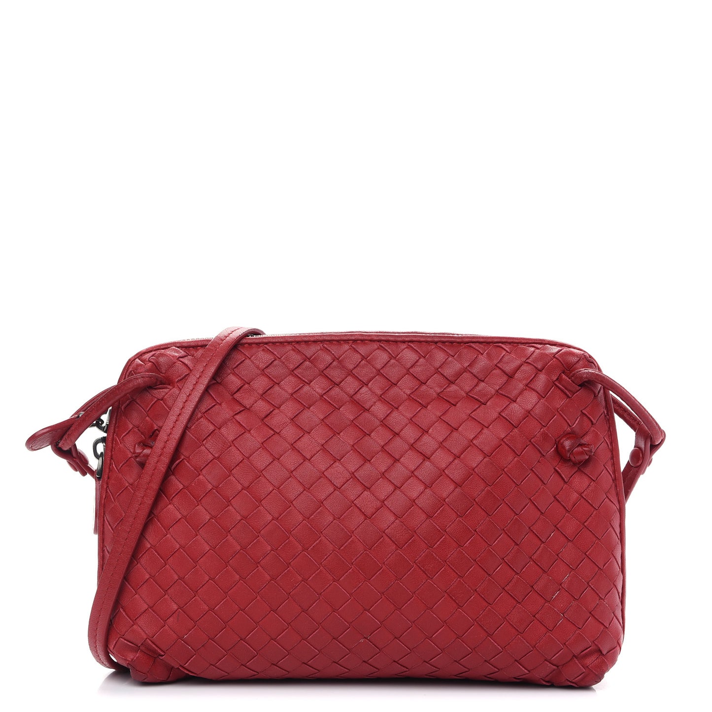 Nappa Intrecciato Nodini Crossbody Messenger Red