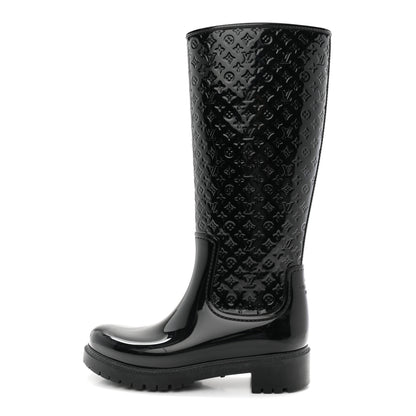 Louis Vuitton Rubber Embossed Monogram Splash Rain Boots 38 Black 1 of 8