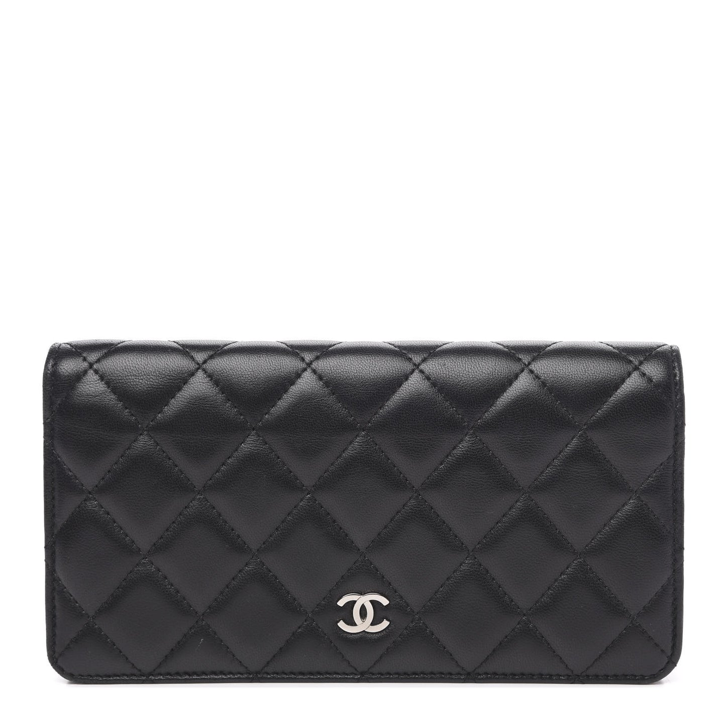 Lambskin Quilted Yen Wallet Black