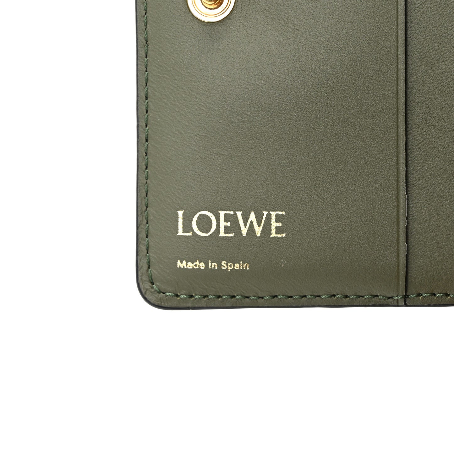 Calfskin Embossed Compact Wallet Avocado