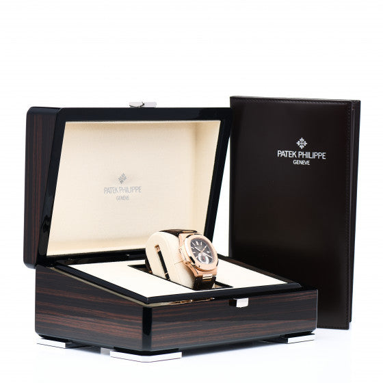 Patek Philippe 18K Rose Gold Alligator 40mm Nautilus Automatic Watch Brown 5980R-001 5 of 5