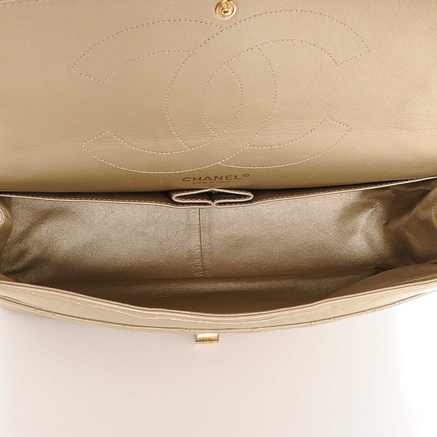 Metallic Aged Calfskin Quilted 2.55 Reissue 227 Flap Light Gold