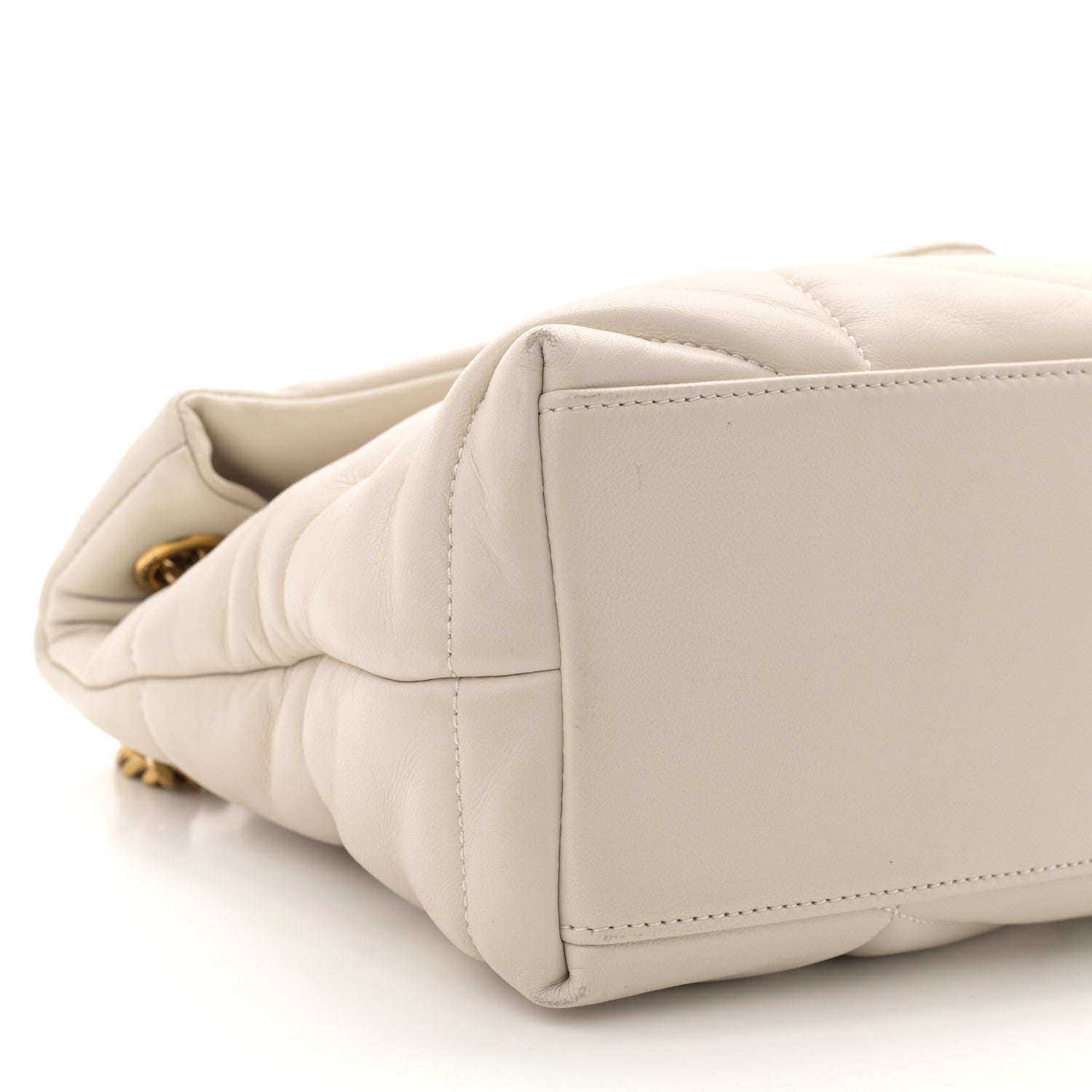 Saint Laurent Lambskin Quilted Small Loulou Puffer Monogram Chain Satchel Blanc Vintage 10 of 11