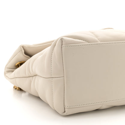 Saint Laurent Lambskin Quilted Small Loulou Puffer Monogram Chain Satchel Blanc Vintage 10 of 11