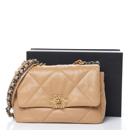 Chanel Lambskin Quilted Medium 19 Flap Dark Beige 10 of 10
