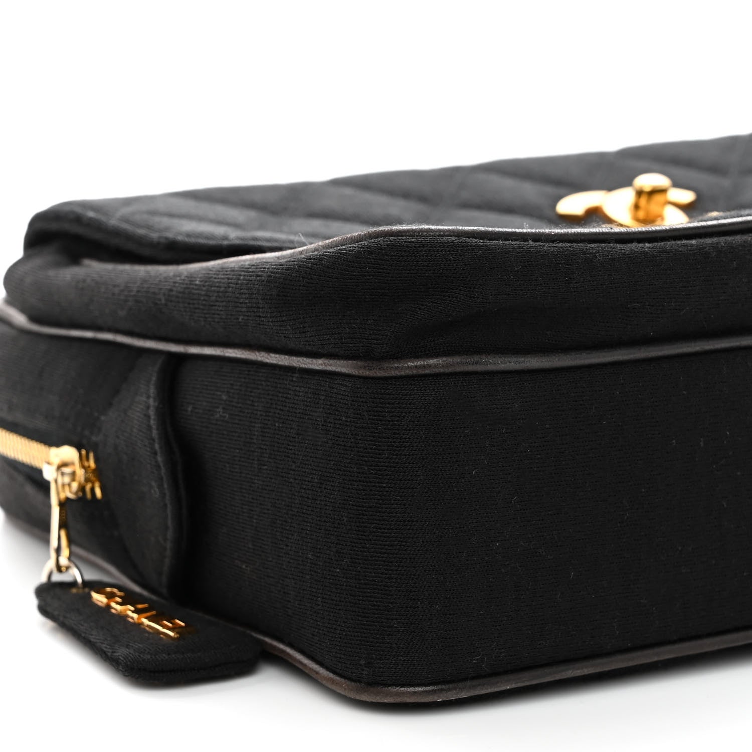 Chanel Jersey Quilted CC Shoulder Bag Black 10 of 11