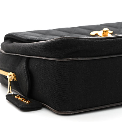 Chanel Jersey Quilted CC Shoulder Bag Black 10 of 11
