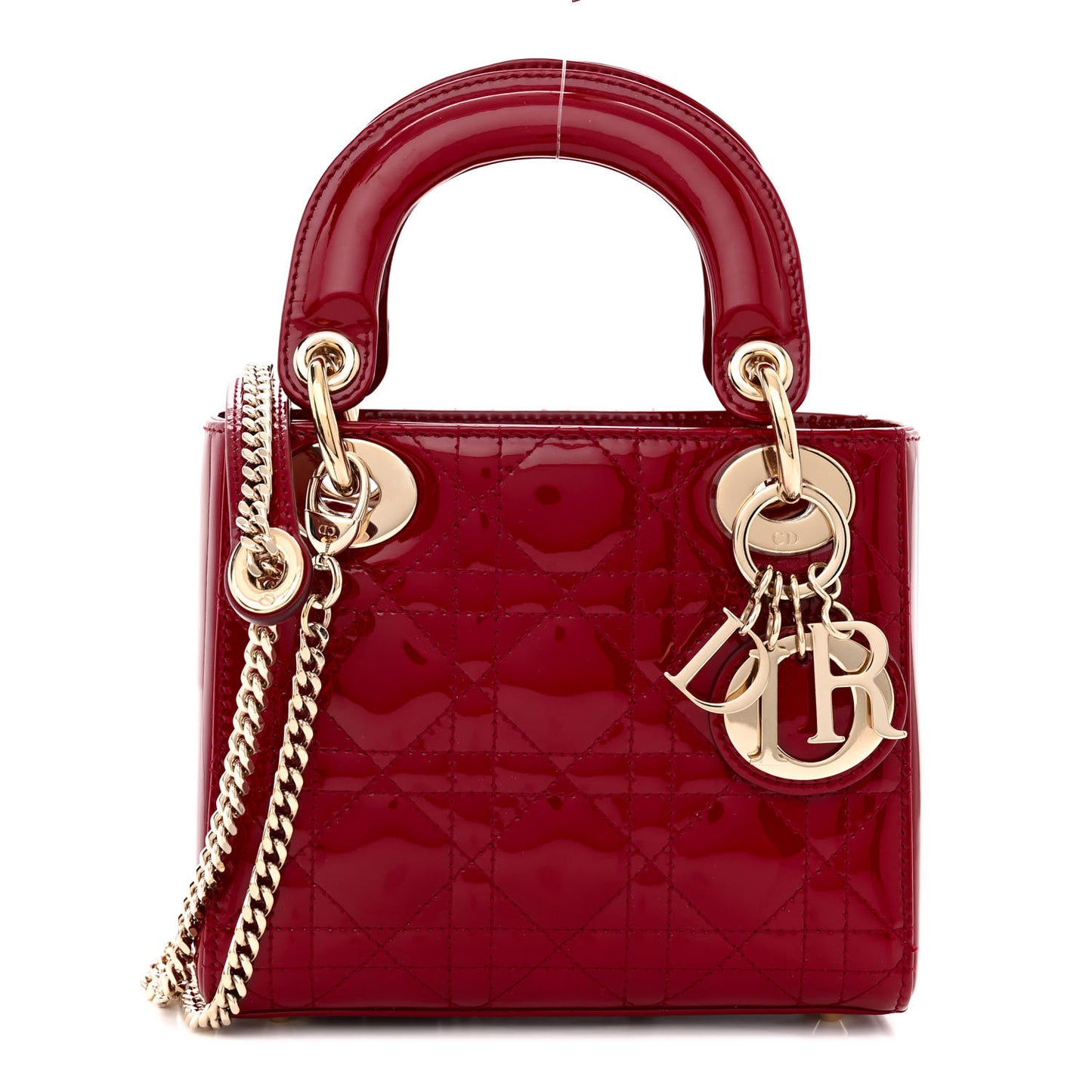 Patent Cannage Mini Lady Dior Red