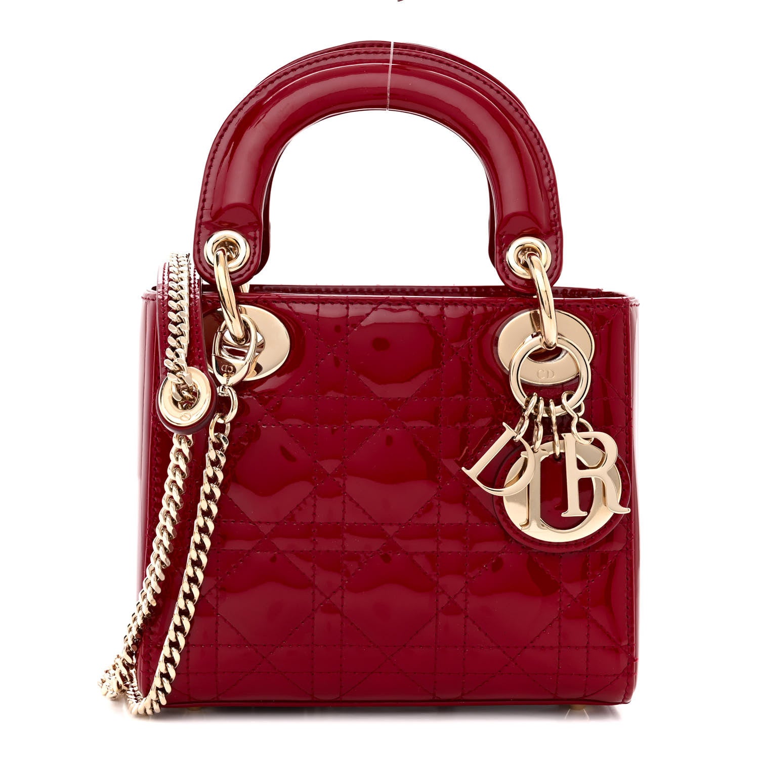 Christian Dior Patent Cannage Mini Lady Dior Red 1 of 12