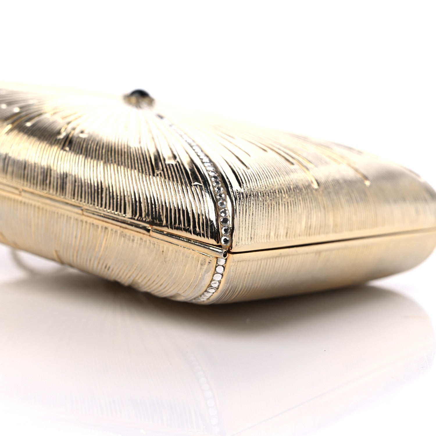 Judith Leiber Swarovski Crystal Minaudiere Clutch Gold 8 of 10