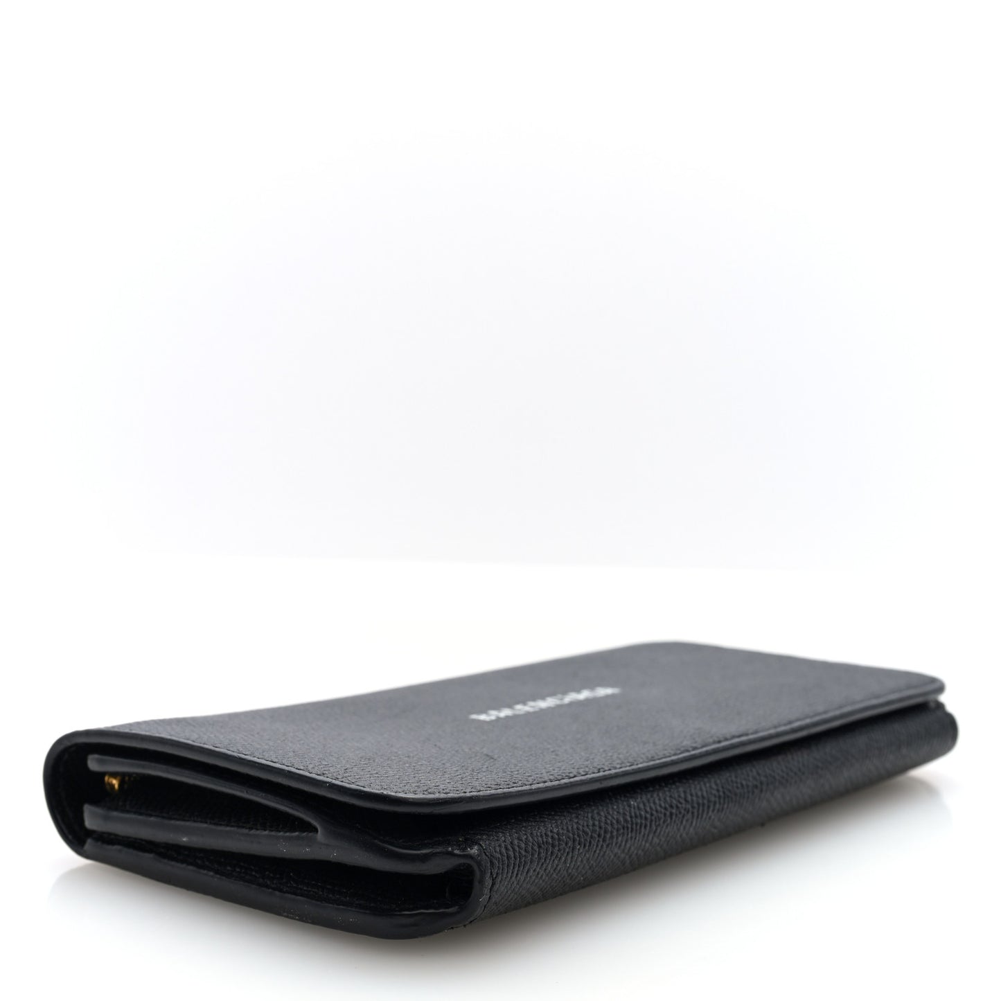 Grained Calfskin Logo Cash Thin Money Wallet Black White