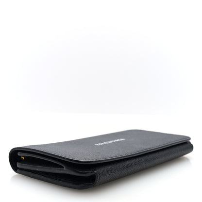 Balenciaga Grained Calfskin Logo Cash Thin Money Wallet Black White 4 of 6