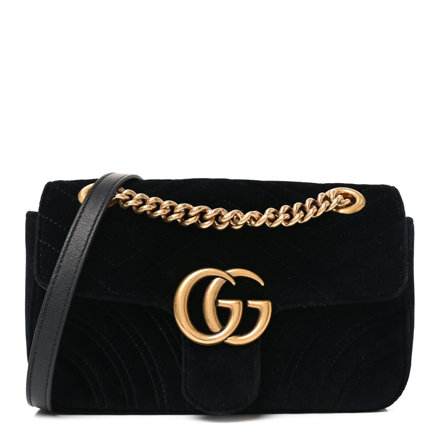 Velvet Matelasse Mini GG Marmont Shoulder Bag Black