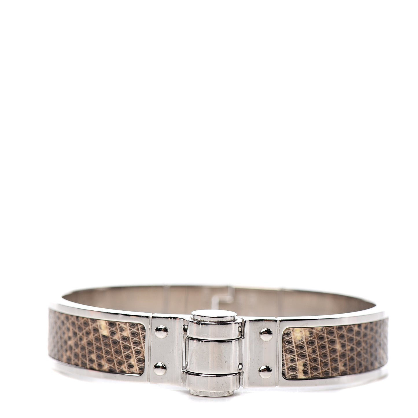 Lizard Charniere Cuir Narrow Hinged Bracelet S Ombre