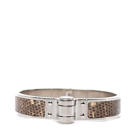 Hermes Lizard Charniere Cuir Narrow Hinged Bracelet S Ombre 1 of 6