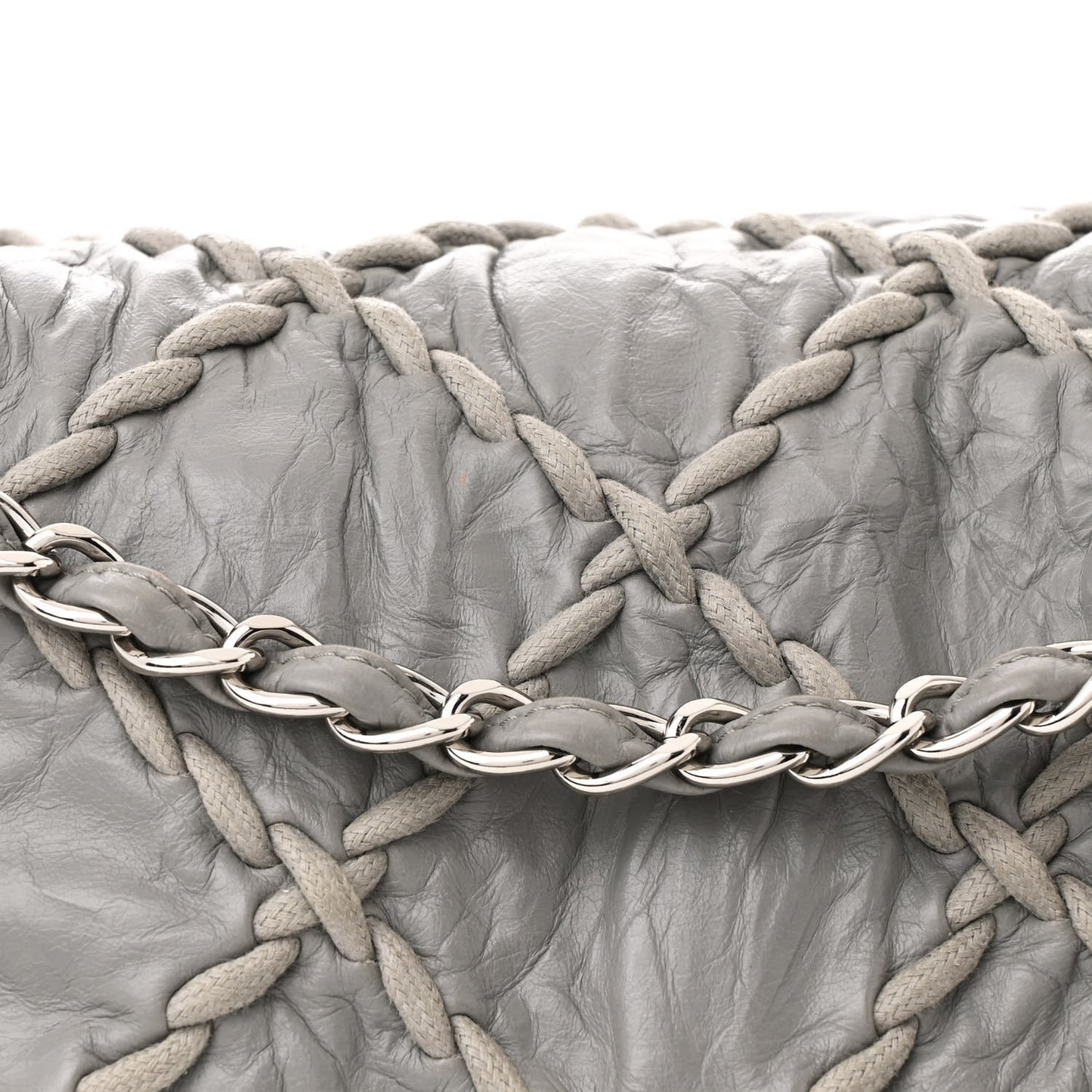 Calfskin Ultra Stitch Oversized Flap Grey
