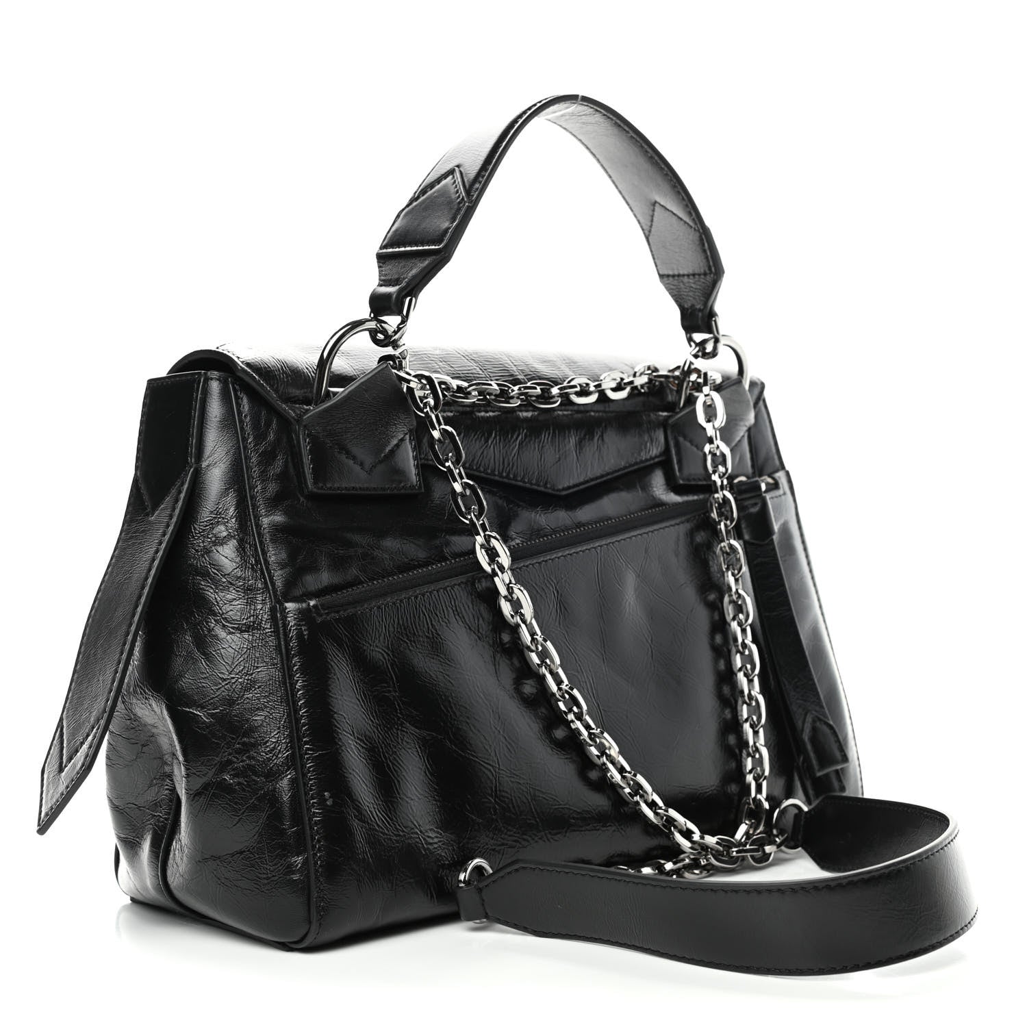 Givenchy Creased Patent Calfskin Medium ID Flap Black 2 of 4