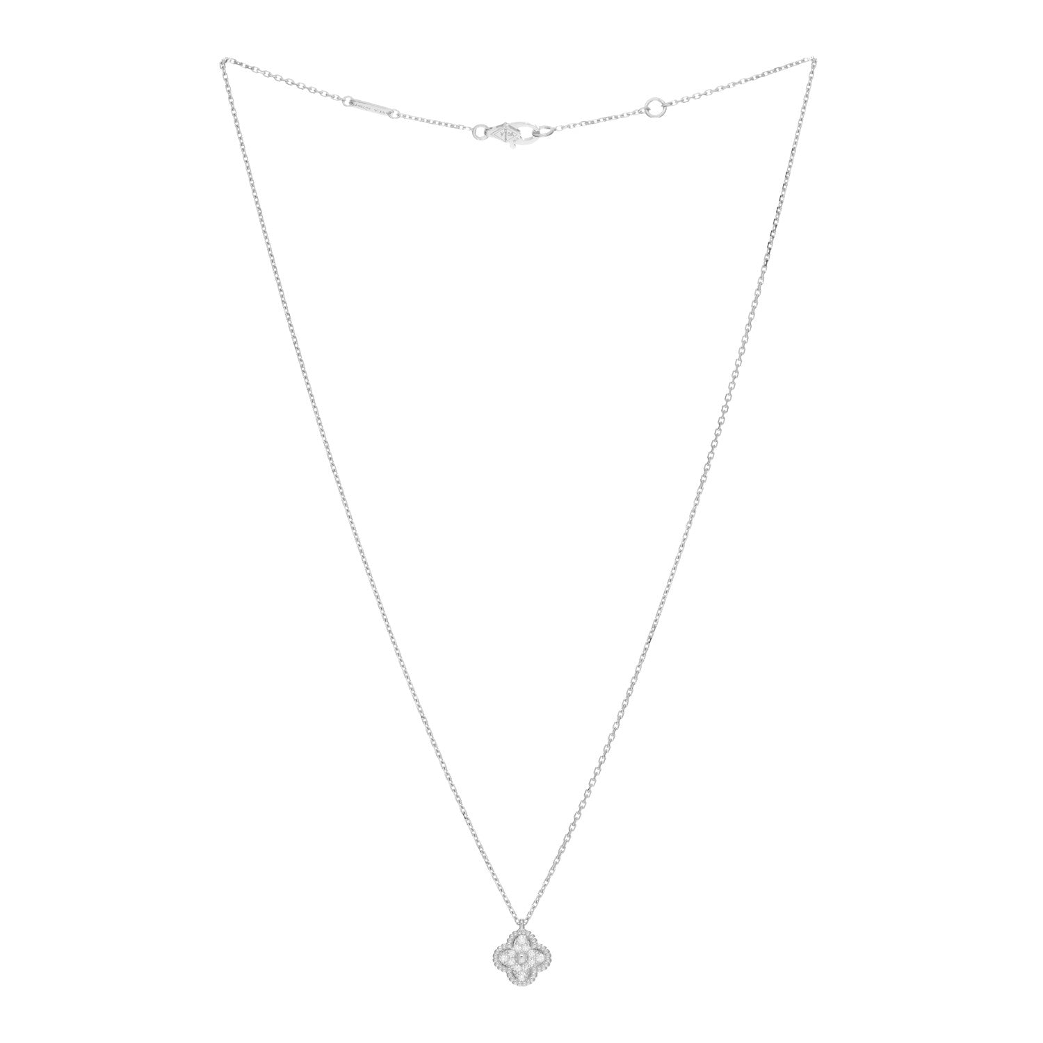 Van Cleef & Arpels 18K White Gold Diamond Sweet Alhambra Pendant Necklace 3 of 4