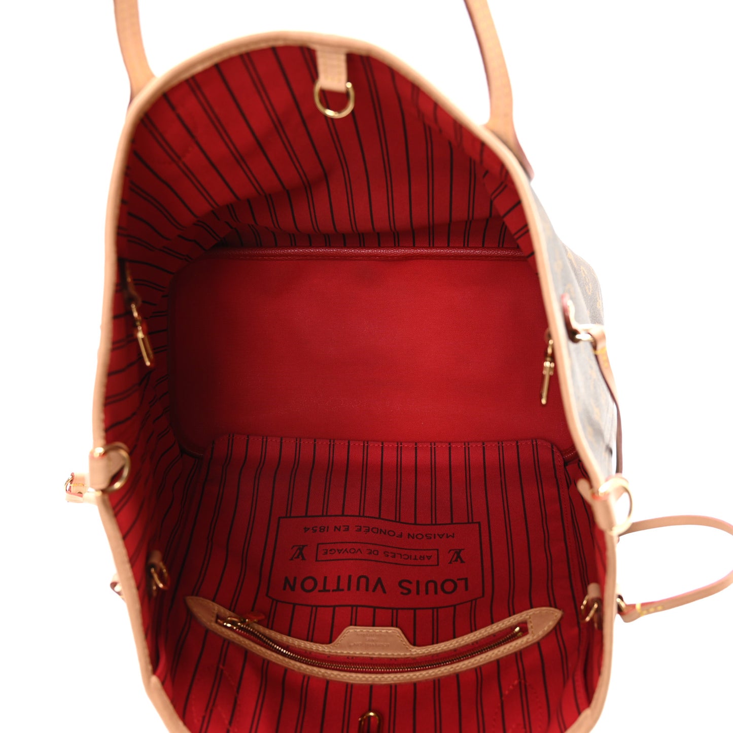 Monogram Inside Out Neverfull Bandouliere MM Rouge Sari