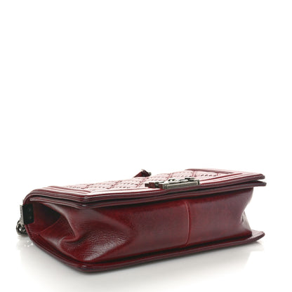 Chanel Calfskin Quilted Double Stitched Medium Boy Flap Burgundy 4 of 11