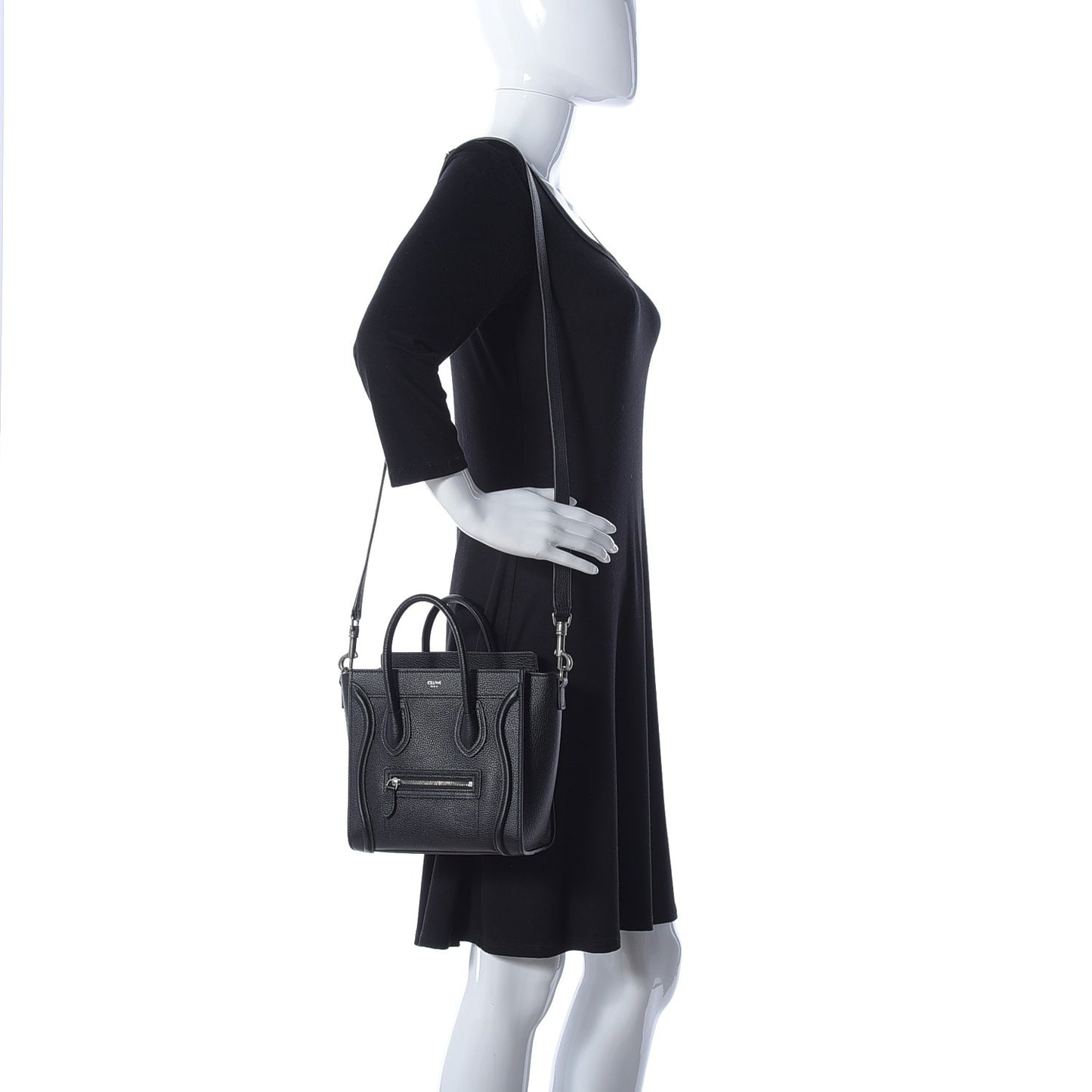 Drummed Calfskin Nano Luggage Black