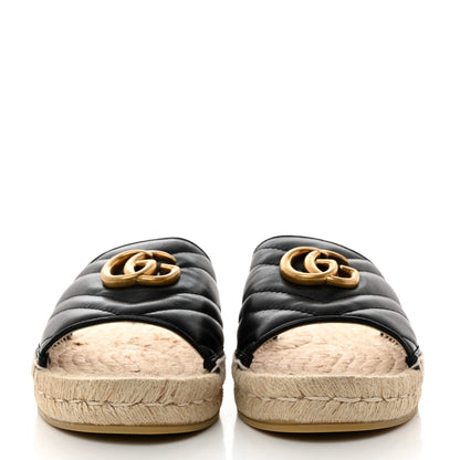 Gucci Nappa Matelasse GG Marmont Espadrille Slide Sandals 37 Black 2 of 10
