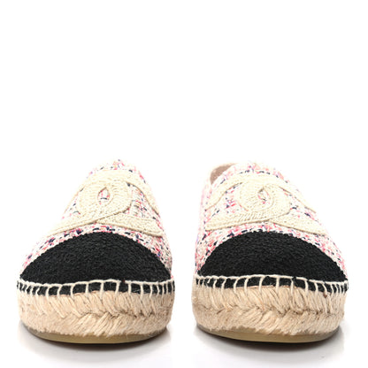 Chanel Tweed CC Espadrilles 37 Pink Black 2 of 8