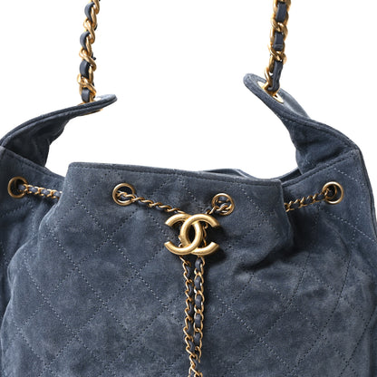 Chanel Suede Quilted Medium Chanel 25 Handbag Blue 9 of 11
