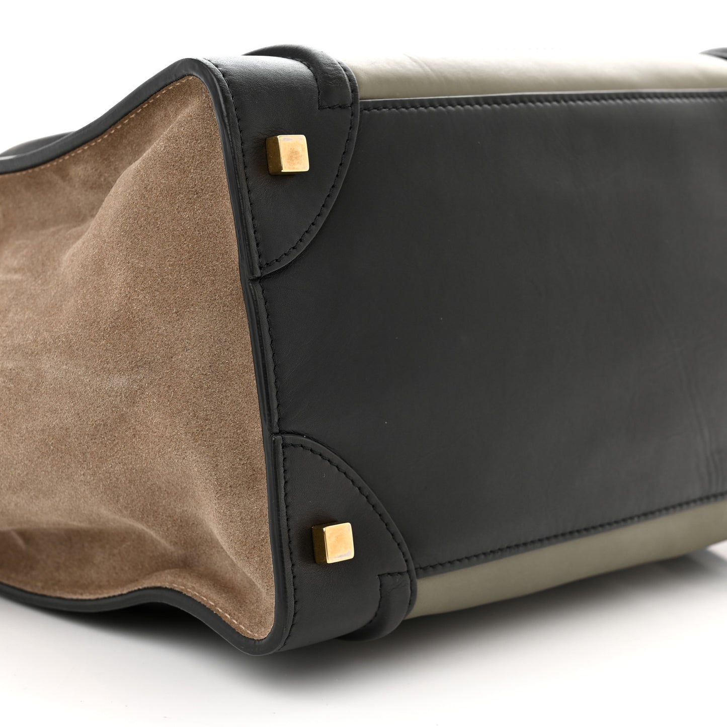 Satin Calfskin Suede Micro Tri-Color Luggage Almond